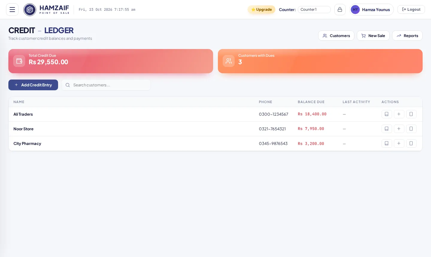 HamZaif POS Credit Ledger