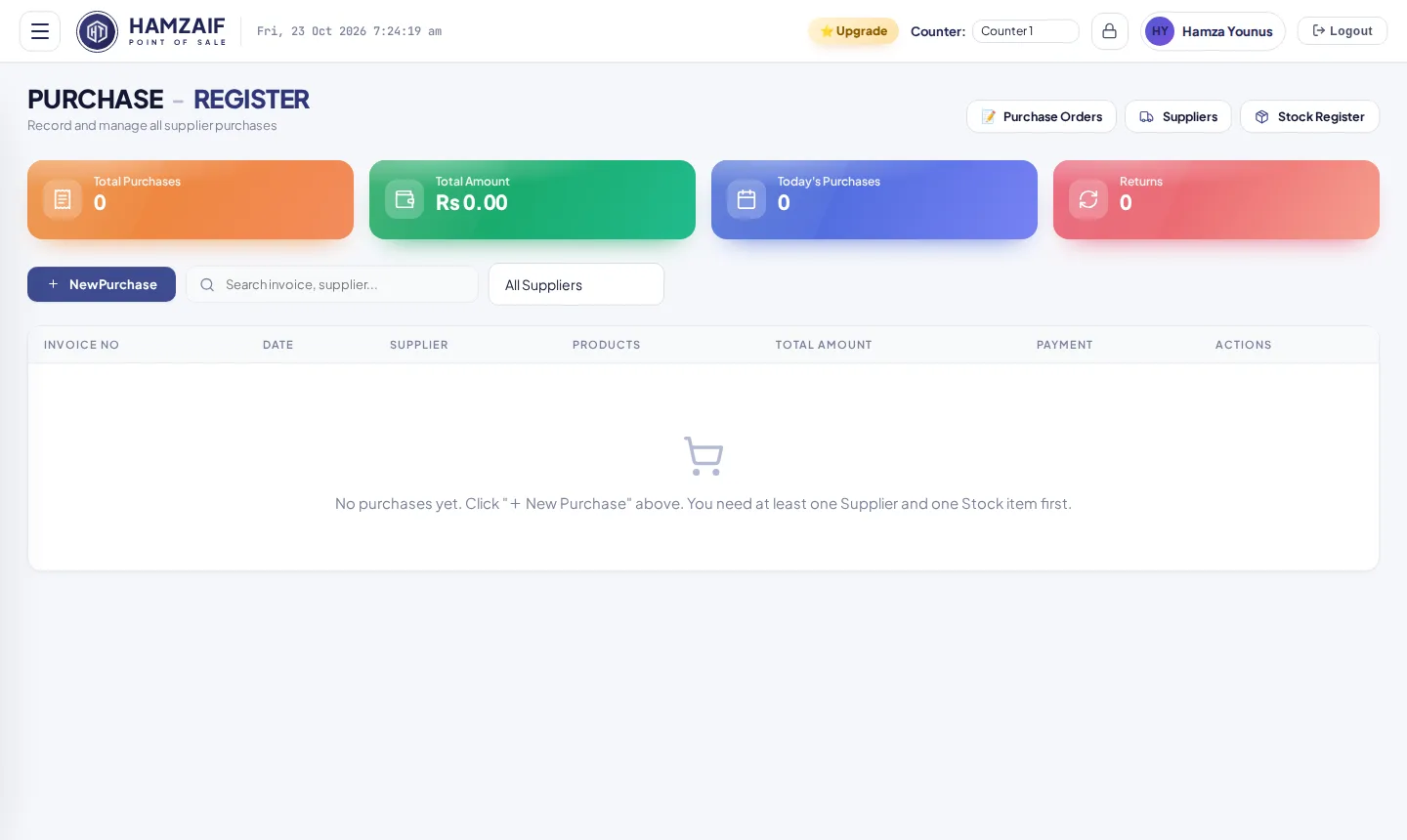 HamZaif POS Purchase Register