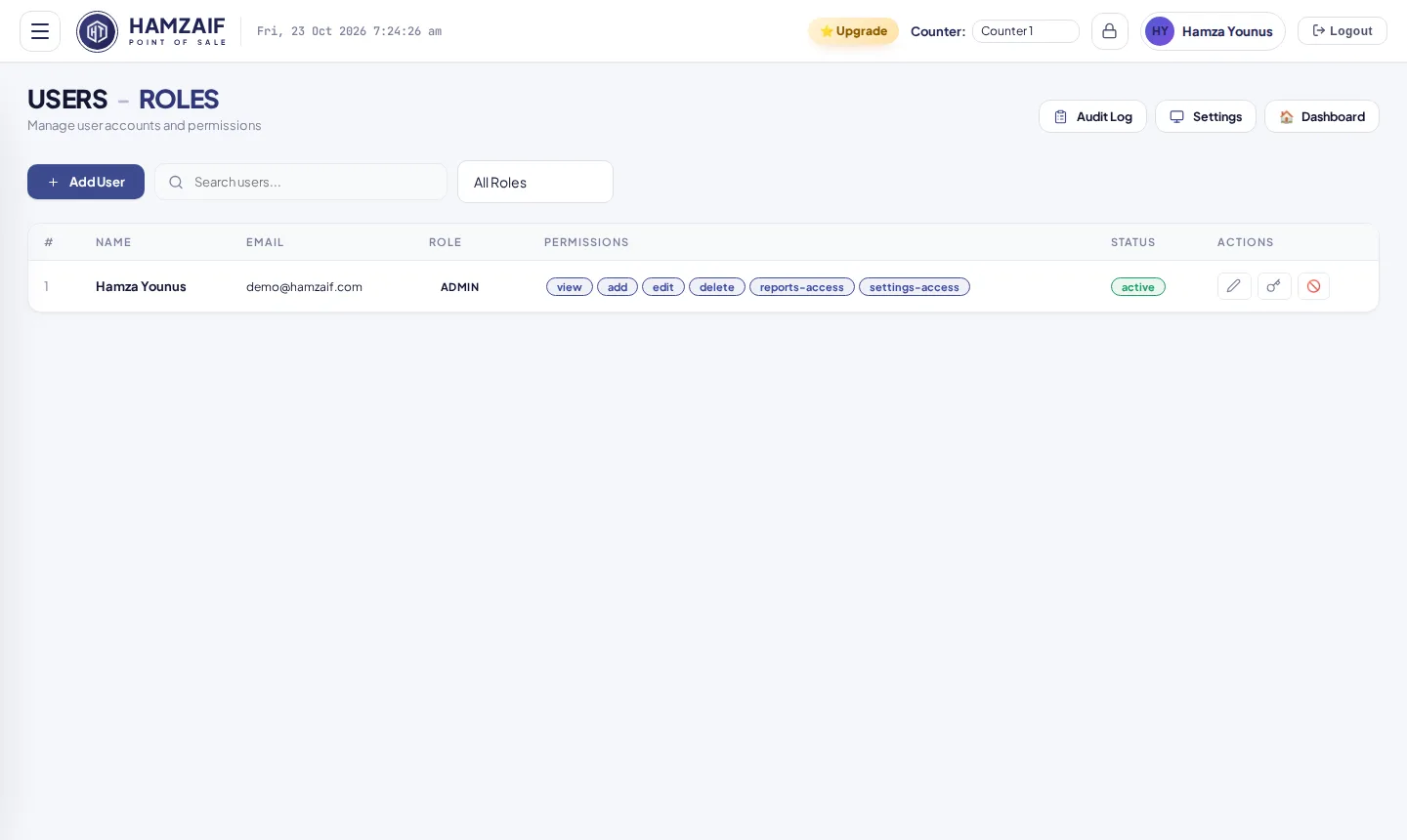 HamZaif POS Users & Roles